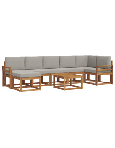 Set di divani con cuscino 8 pcs Grigio Naturale e Chiaro 2