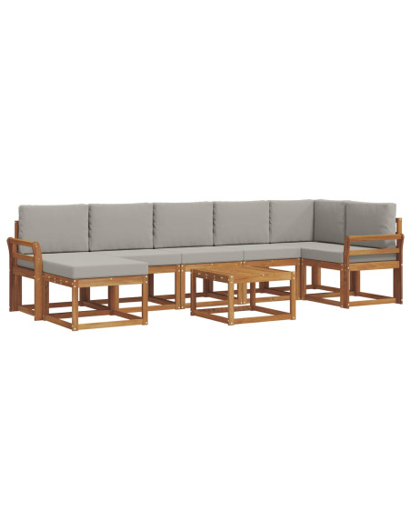 Set di divani con cuscino 8 pcs Grigio Naturale e Chiaro