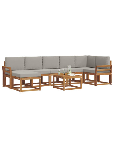 Set di divani con cuscino 8 pcs Grigio Naturale e Chiaro