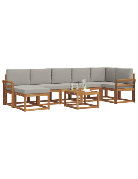 Set di divani con cuscino 8 pcs Grigio Naturale e Chiaro