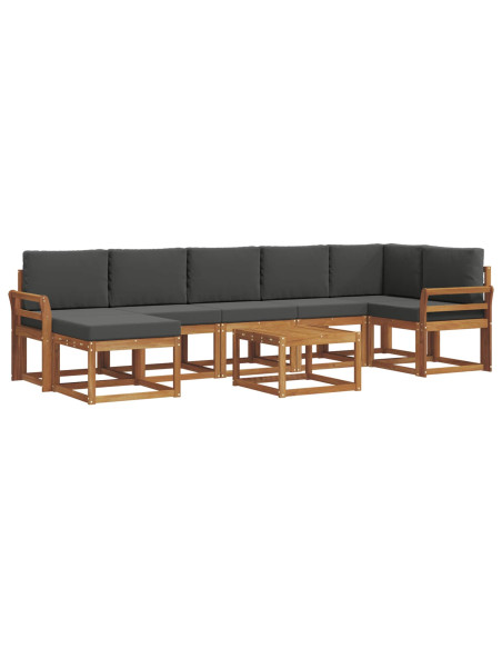 Set di divani con cuscino 8 pcs Naturale e Antracite