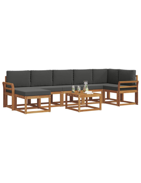 Set di divani con cuscino 8 pcs Naturale e Antracite