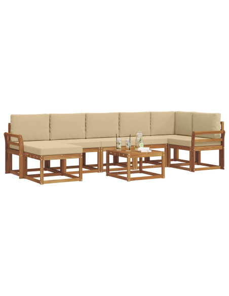 Set di divani con cuscino 8 pcs Naturale e Beige