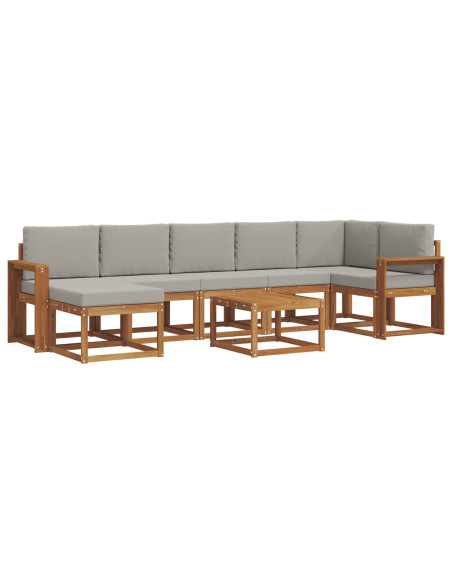 Set di divani con cuscino 8 pcs Grigio Naturale e Chiaro