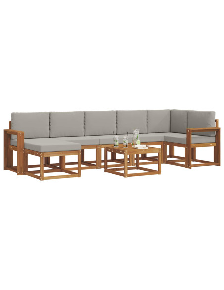 Set di divani con cuscino 8 pcs Grigio Naturale e Chiaro