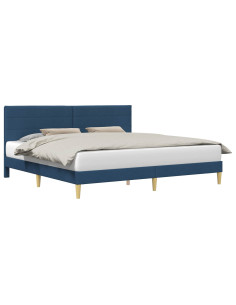 Struttura del letto con testiera Blu 200 x 200 cm Tessuto 2
