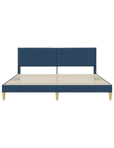 Struttura del letto con testiera Blu 200 x 200 cm Tessuto