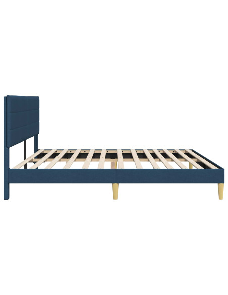 Struttura del letto con testiera Blu 200 x 200 cm Tessuto