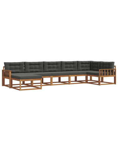 Set di divani da esterno con cuscino 7 pcs Naturale e Antracite