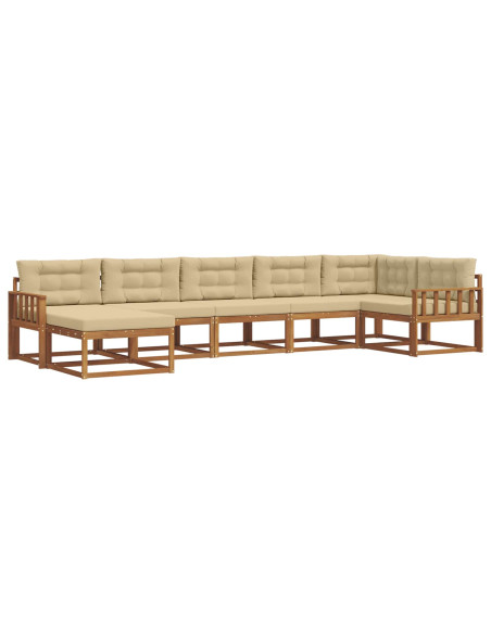 Set di divani da esterno con cuscino 7 pcs Naturale e Beige