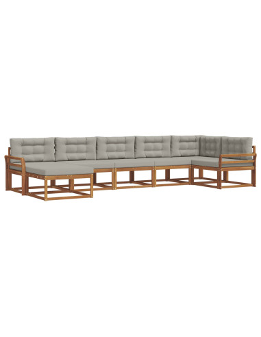 Set di divani da esterno 7 pcs Grigio Naturale e Chiaro