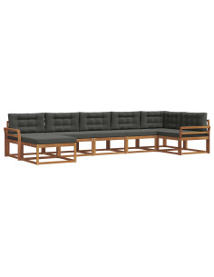 Set di divani da esterno con cuscino 7 pcs Naturale e Antracite 2