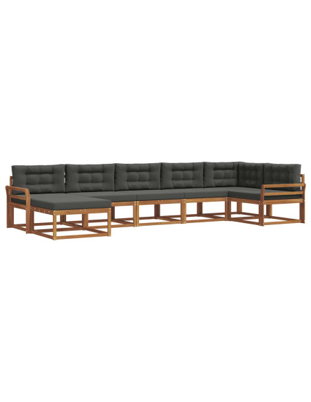 Set di divani da esterno con cuscino 7 pcs Naturale e Antracite
