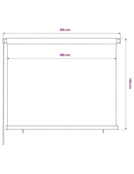 Tenda a Rullo per Esterni 180x140 cm Nera