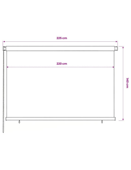 Tenda a Rullo per Esterni 220x140 cm Nera