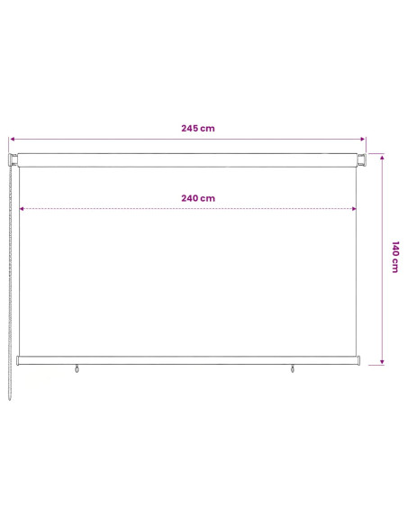 Tenda a Rullo per Esterni 240x140 cm Nera