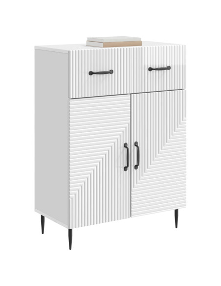 Credenza Bianco Lucido 66 x 34,5 x 89,5 cm Legno ingegnerizzato