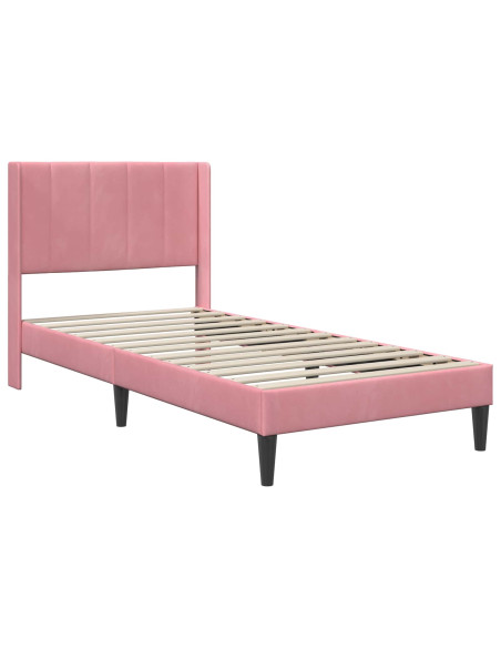 Struttura del letto con testiera Rosa 90 x 190 cm Velluto