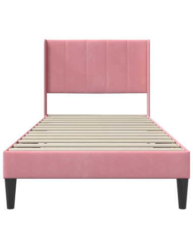 Struttura del letto con testiera Rosa 90 x 190 cm Velluto