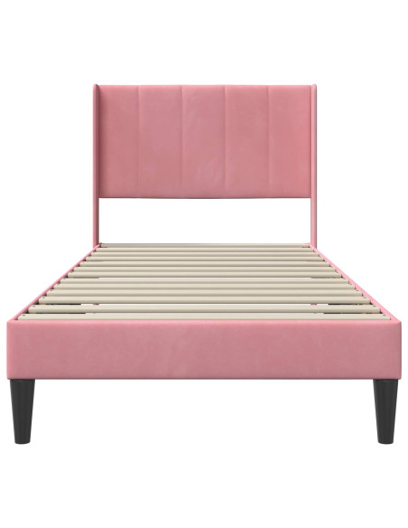 Struttura del letto con testiera Rosa 90 x 190 cm Velluto