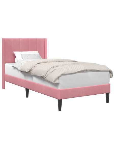 Struttura del letto con testiera Rosa 100 x 200 cm Velluto