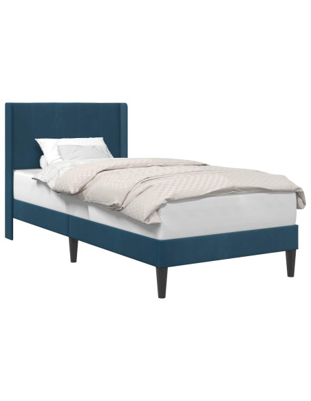 Struttura del letto con testiera Blu 100 x 200 cm Velluto