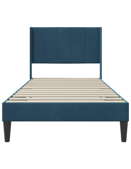 Struttura del letto con testiera Blu 100 x 200 cm Velluto