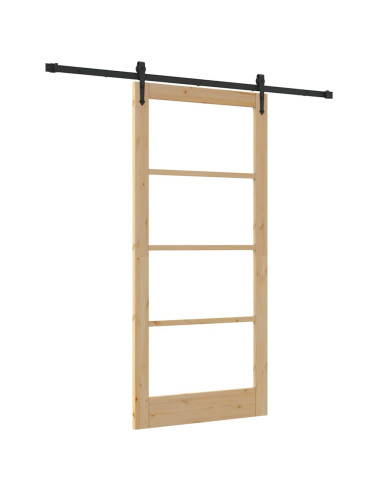 Porta scorrevole Naturale e Nero 93 x 202 cm