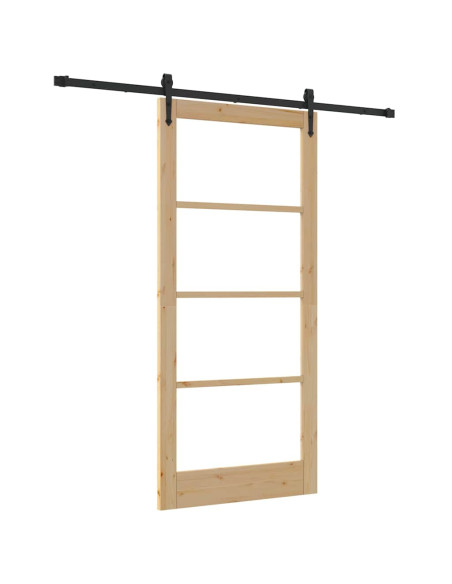 Porta scorrevole Naturale e Nero 93 x 202 cm