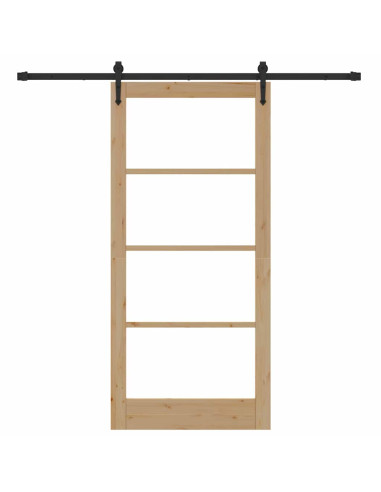 Porta scorrevole Naturale e Nero 93 x 202 cm