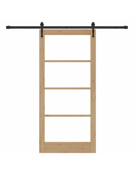 Porta scorrevole Naturale e Nero 93 x 202 cm