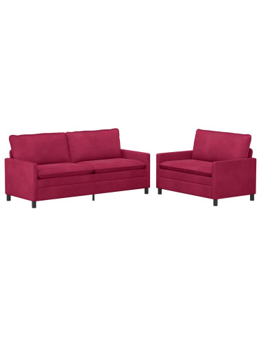 Set di divani 2 pcs Rosso Vino Velluto