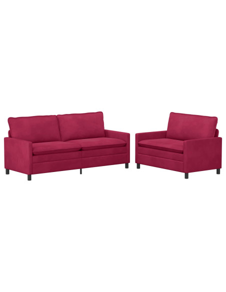 Set di divani 2 pcs Rosso Vino Velluto