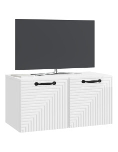 Mobile Porta TV da Muro Bianco Lucido 59,5 x 31 x 30 cm 2