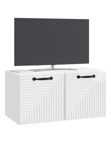 Mobile Porta TV da Muro Bianco Lucido 59,5 x 31 x 30 cm