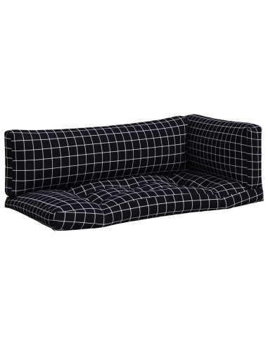 Cuscini per Pallet 3 pz Motivo a Quadri Nero in Tessuto Oxford