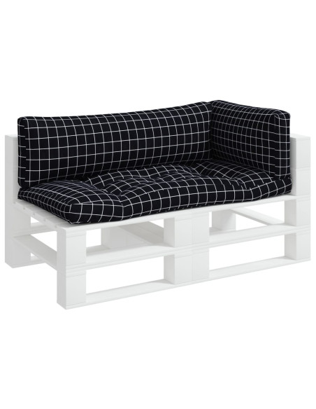 Cuscini per Pallet 3 pz Motivo a Quadri Nero in Tessuto Oxford