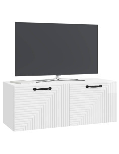 Mobile Porta TV da Muro Bianco Lucido 78,5 x 31 x 30 cm 2