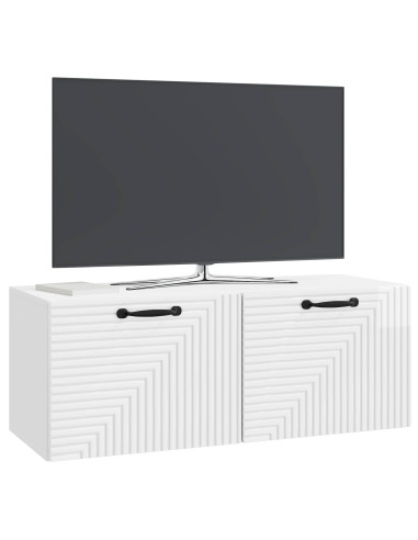 Mobile Porta TV da Muro Bianco Lucido 78,5 x 31 x 30 cm