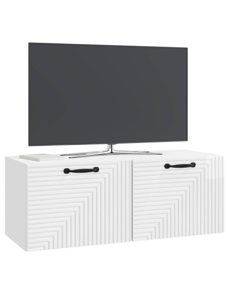 Mobile Porta TV da Muro Bianco Lucido 78,5 x 31 x 30 cm