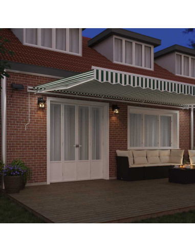 Tenda Retrattile Verde e Bianco 600 × 300 cm Tessuto e acciaio
