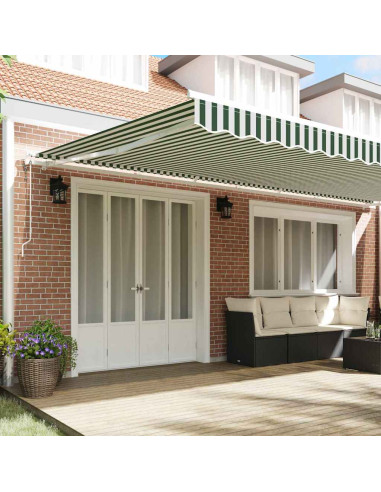 Tenda Retrattile Verde e Bianco 600 × 300 cm Tessuto