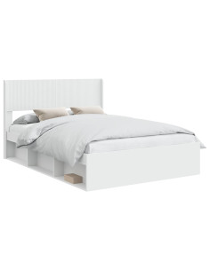 Struttura del letto con stoccaggio e testata Bianco 2
