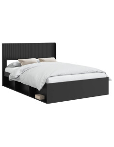 Struttura del letto con stoccaggio e testata Nero 120 x 190 cm 2