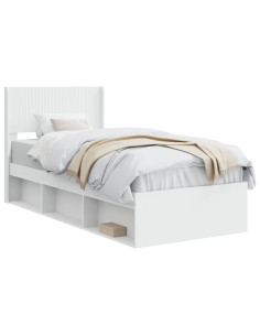 Struttura del letto con stoccaggio e testata Bianco 2