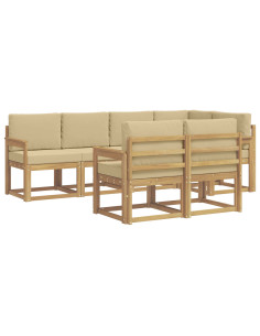 Set di divani da esterno 7 pcs Bianco e Beige Poliestere 2