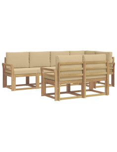 Set di divani da esterno 7 pcs Bianco e Beige Poliestere 2