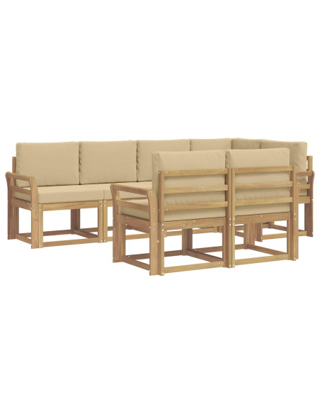 Set di divani da esterno 7 pcs Bianco e Beige Poliestere