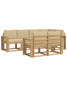 Set di divani da esterno 7 pcs Bianco e Beige Poliestere 2