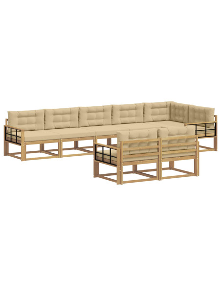 Set di divani da esterno 6 pcs Bianco e Beige Poliestere